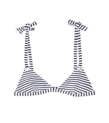 Dolce & Gabbana Striped Cotton-blend Terrycloth Bikini Top
