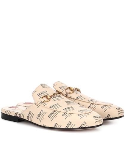 Asceno Princetown Printed Leather Slippers