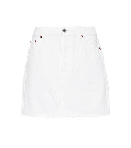 Re/done Frayed Denim Skirt