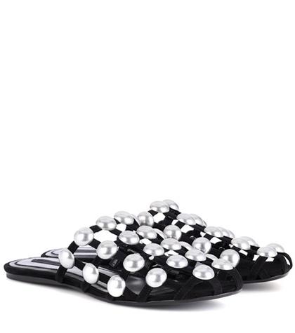 Alexander Wang Amelia Studded Suede Slippers