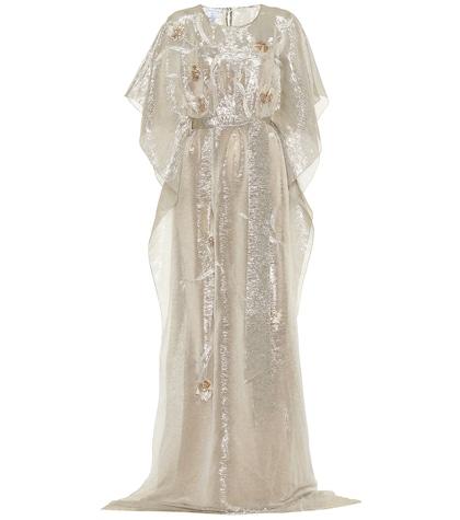 Oscar De La Renta Embellished Metallic Silk-blend Gown