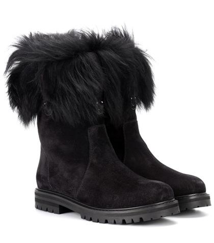Tabitha Simmons Shearling-trimmed Suede Boots