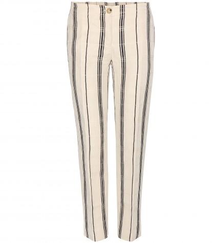 Tory Burch Carrie Silk And Linen-blend Trousers