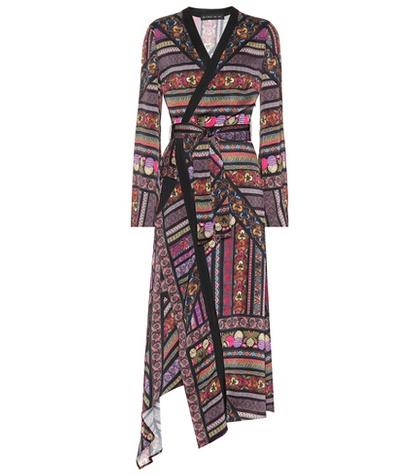 Etro Printed Satin Wrap Dress