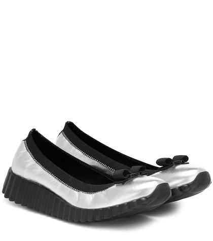 Salvatore Ferragamo Metallic Leather Ballet Flats