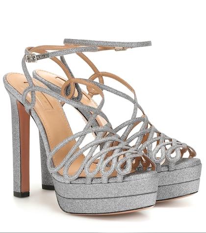 Aquazzura Monroe Plateau 130 Glitter Sandals