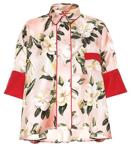 Chlo Pistis Plumeria Silk Pajama Shirt