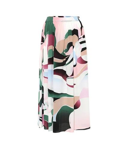 Alexander Mcqueen Printed Silk Midi Skirt