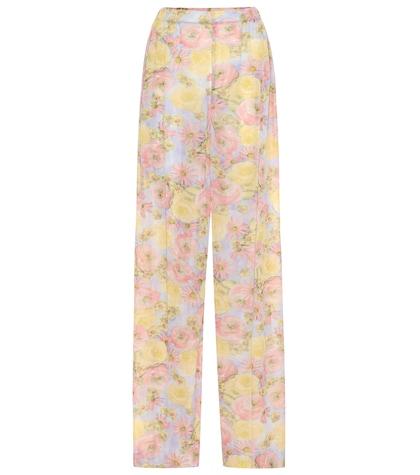 Prada Floral Jersey Wide Leg Pants