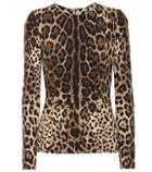 Dolce & Gabbana Leopard Print Stretch Crêpe Top