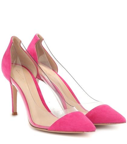 Gianvito Rossi Plexi 85 Suede Pumps
