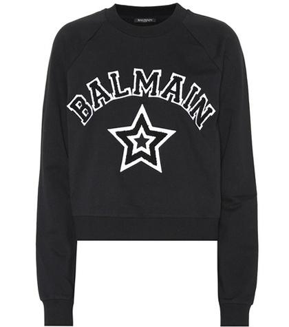 Balmain Star Appliqué Cotton Sweatshirt