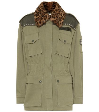 Miu Miu Fur-trimmed Stretch Cotton Jacket