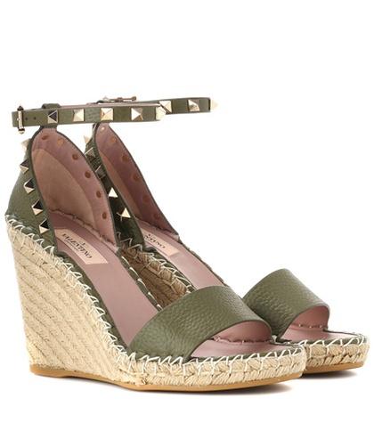 Nicholas Kirkwood Valentino Garavani Rockstud Leather Wedge Espadrilles