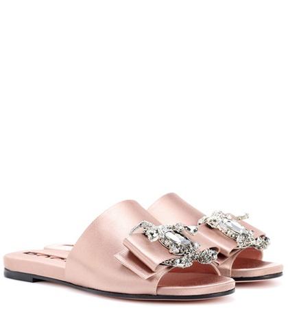 Rochas Embellished Satin Slides