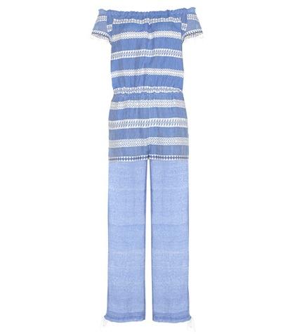 Lemlem Freya Embroidered Cotton Off-the-shoulder Jumpsuit
