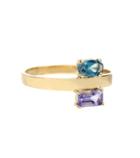 Loren Stewart 2 Gemstone Flank Band 14kt Yellow Gold Ring