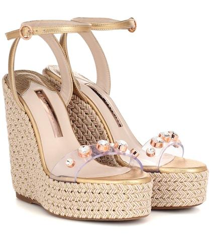 Gabriela Hearst Dina Leather-trimmed Wedge Espadrilles