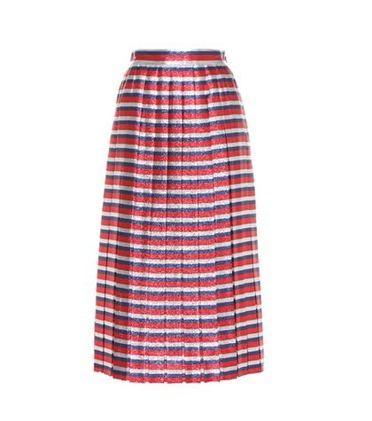 Gucci Striped Silk-blend Lamé Skirt
