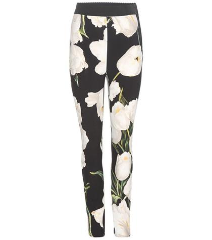 Dolce & Gabbana Printed Crêpe Skinny Trousers