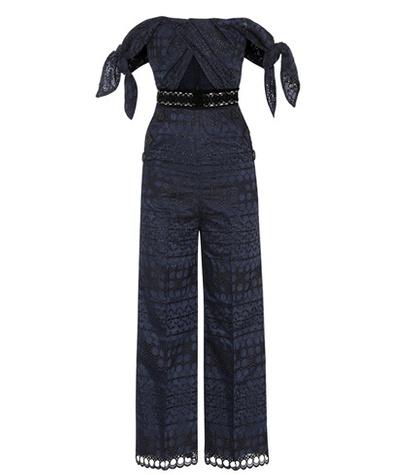 Prada Tie Detail Guipure Lace Jumpsuit