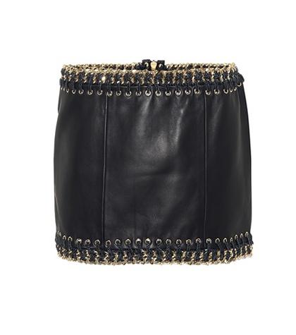 Balmain Leather Embellished Miniskirt