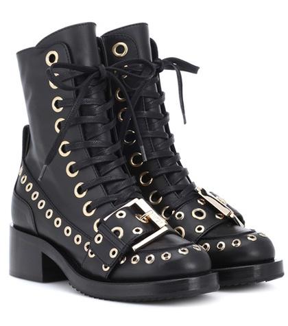 N21 Embellished Leather Ankle Boots