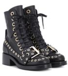 N21 Embellished Leather Ankle Boots
