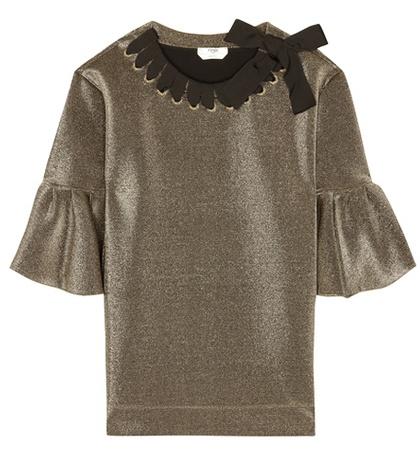 Fendi Metallic Ribbon-woven Top