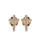 Sydney Evan Mini Cross 14kt Gold Earrings With White Diamonds