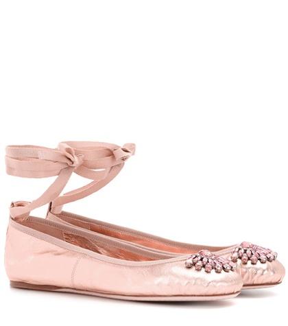Jimmy Choo Grace Flat Embellished Leather Ballerinas