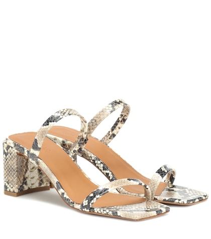 By Far Tanya Snake-effect Leather Sandals