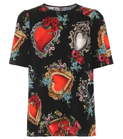 Dolce & Gabbana Printed Stretch Silk Top
