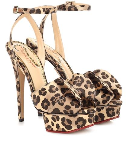 Charlotte Olympia Leopard Satin Plateau Sandals