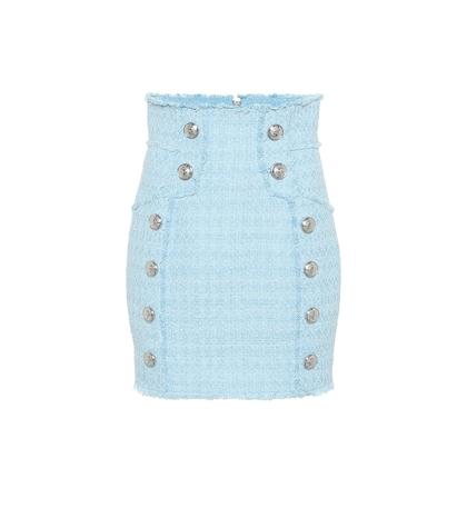 Balmain Cotton-blend Tweed Miniskirt