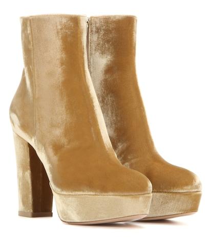 Saint Laurent Temple Velvet Platform Boots