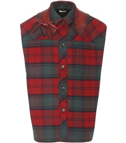 Miu Miu Leather-trimmed Tartan Jacket