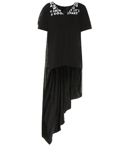 Mm6 Maison Margiela Printed Cotton And Satin Top