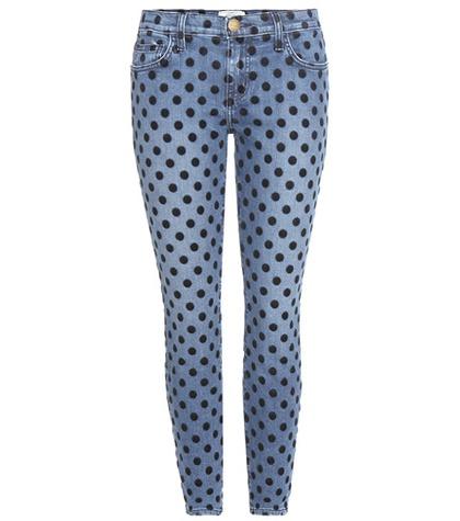 Current/elliott The Stiletto Polka-dot Cropped Skinny Jeans