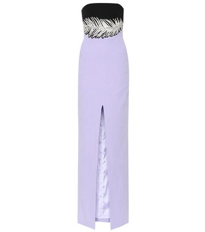 David Koma Strapless Wool Crêpe Gown