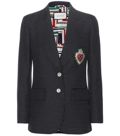 Gucci Polka-dotted Wool, Mohair And Cotton Blazer
