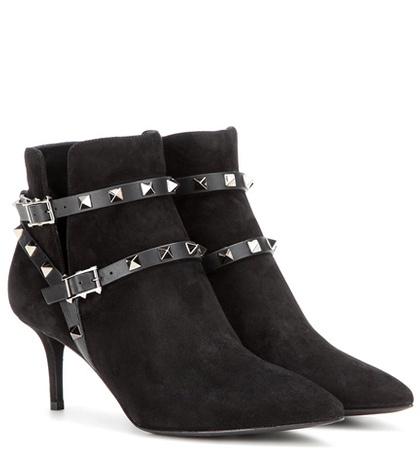 Givenchy Valentino Garavani Rockstud Noir Suede Ankle Boots