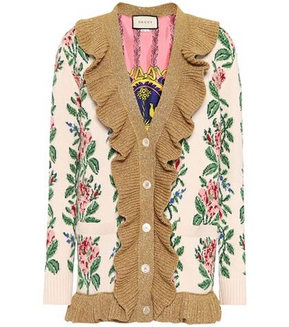 Fendi Wool Intarsia Cardigan