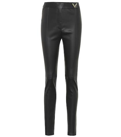 Valentino Leather High-rise Skinny Pants