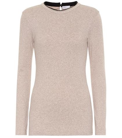 Brunello Cucinelli Ribbed-knit Stretch-cotton Top