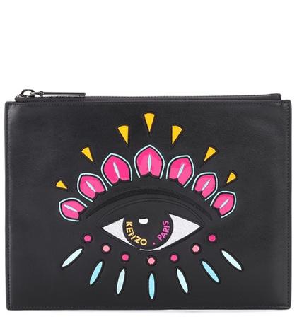 Kenzo Eye Embellished Leather Clutch