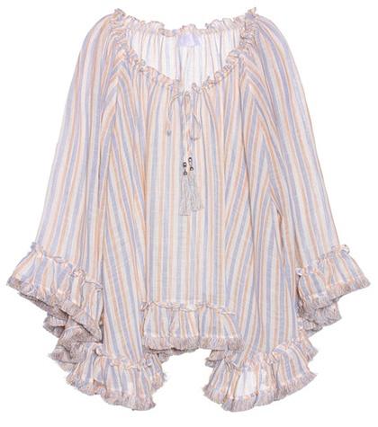 Stuart Weitzman Meridian Striped Linen And Cotton Top