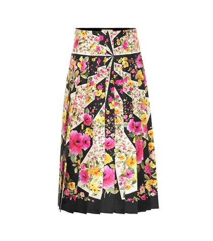 Gucci Pleated Silk Twill Skirt