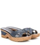 Jimmy Choo Panna Metallic Denim Slip-on Sandals