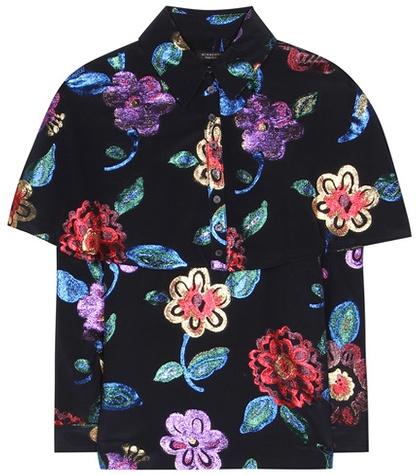 Gianvito Rossi Metallic Silk-blend Fil Coupé Cape Shirt